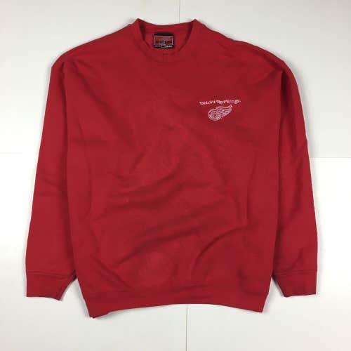 Vintage Detroit Red Wings Embroidered Logo Crewneck Sweatshirt Sz XL