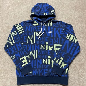 Nike Hoodie Sweatshirt Men Small Adult Blue Hoodie Work Out Logo Swoosh Retro