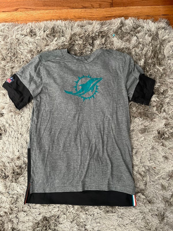 MIAMI DOLPHINS TEAM ISSUED PLAYER THROWBACK LOGO AQUA DRI-FIT SHIRT BRAND  NEW !