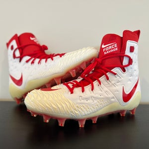 Size 15 Nike Force Savage Elite TD PROMO White/Red Football Cleats 918345-162