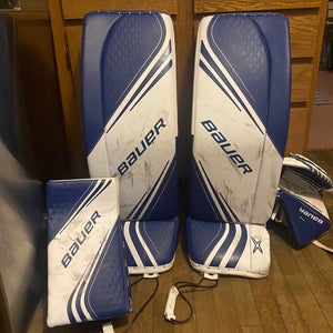Bauer 2x goalie Pads, Glove, and Blocker
