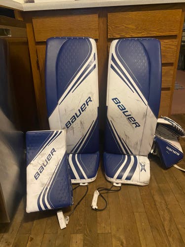 Bauer 2x goalie Pads, Glove, and Blocker