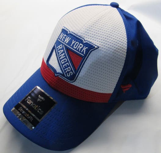 NWT NHL Fanatics Stretch Fit Hat-New York Rangers Size S/M White - Royal