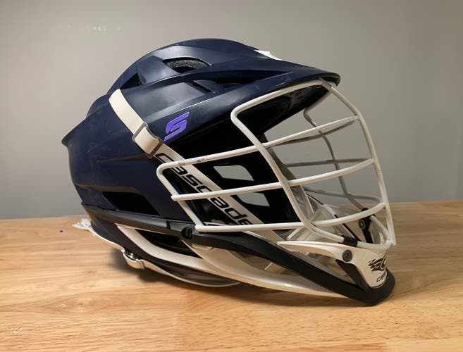Player's Cascade S Helmet Matte Navy Blue White face mask and chin