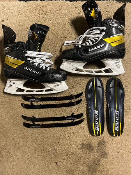 Bauer Supreme UltraSonic Hockey Skates 10 Fit 2 W/ Two Sets Of Step BlackSteel