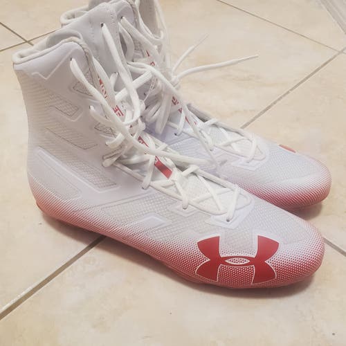 New Men's Under Armour Highlight MC Red White Football Cleats Size 13