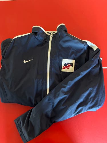 Blue Used XL Nike USAHockey IIHF Jacket