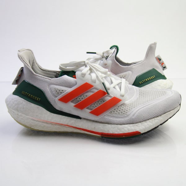 US Men's size 10.5 White Adidas Ultraboost - Miami Hurricanes