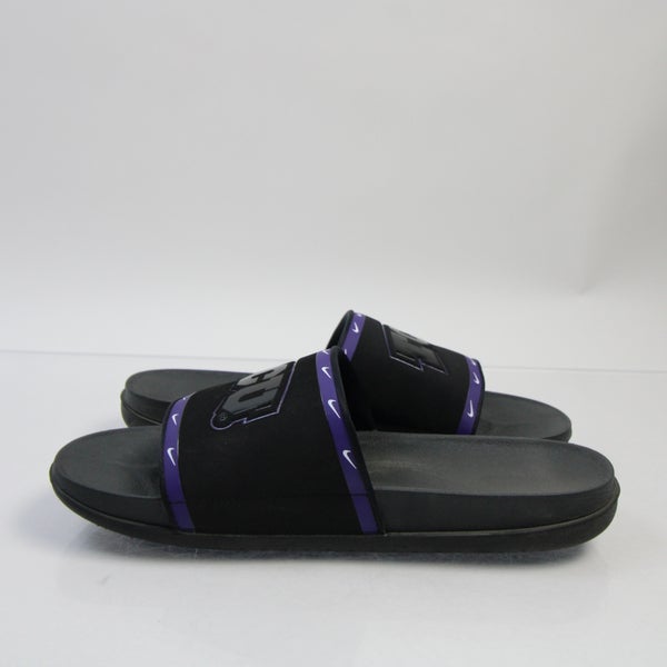 sejle Mange Underholde TCU Horned Frogs Nike Sandals Flip Flops Men's Black/Purple Used 14 |  SidelineSwap