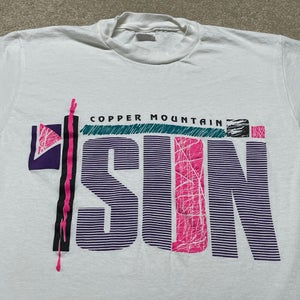 Copper Mountain T Shirt Men Small Adult Sun Ski Hike Test Print Vintage 90s USA