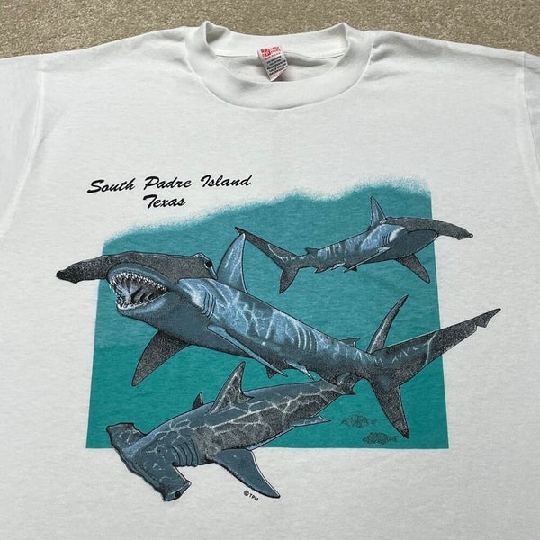 South Padre Island T Shirt Men Large Hammerhead Shark Fish Vintage 90s  Nature