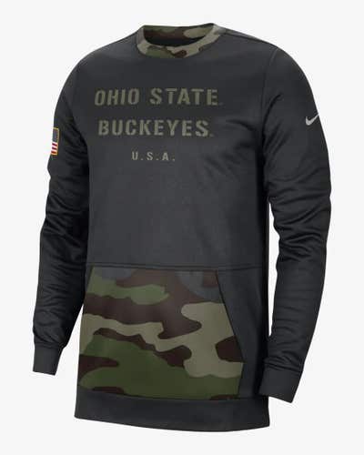 NWT mens M/medium nike OSU buckeyes camo long sleeve sweatshirt military appreciation FTBL