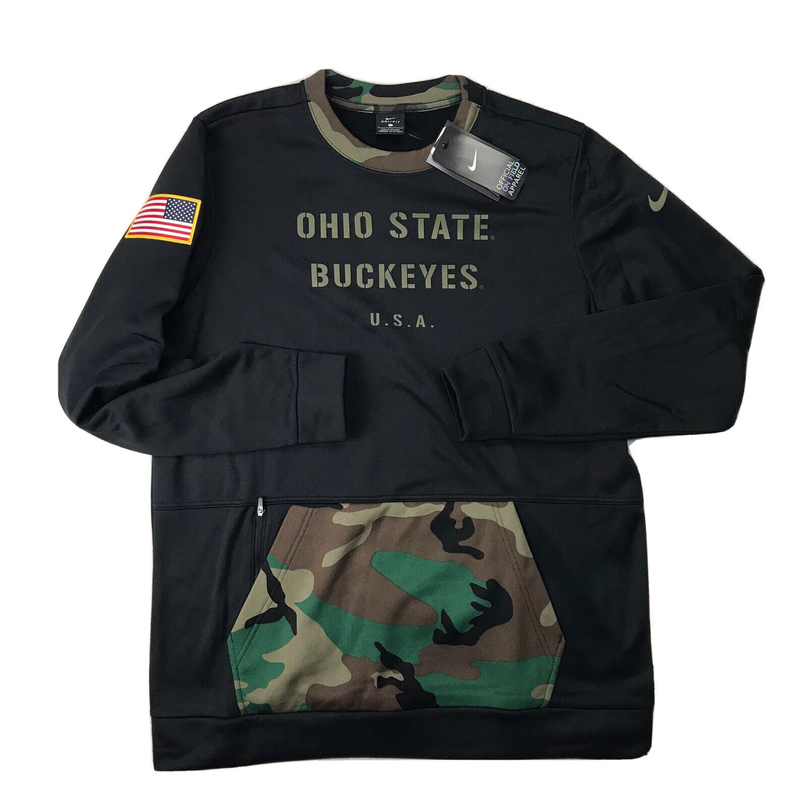 NWT mens M/medium nike OSU buckeyes camo long sleeve sweatshirt military  appreciation FTBL