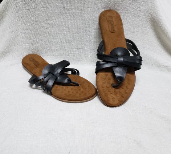 Black Cushioned Footbed 3 Band Thong Flip Flops Sandals Slides Size 9M