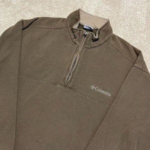 Columbia Sweatshirt Men Large Adult Brown Quarter Zip Outdoor Pullover Hike USA