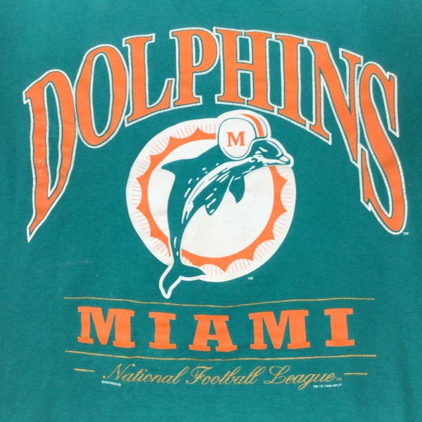 Miami Dolphins T Shirt Adult S M Blue NFL Football Vintage 90s Nutmeg