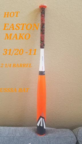 HOT ORANGE 2014 EASTON MAKO  31IN 20OZ -11 USSSA CERT BAT