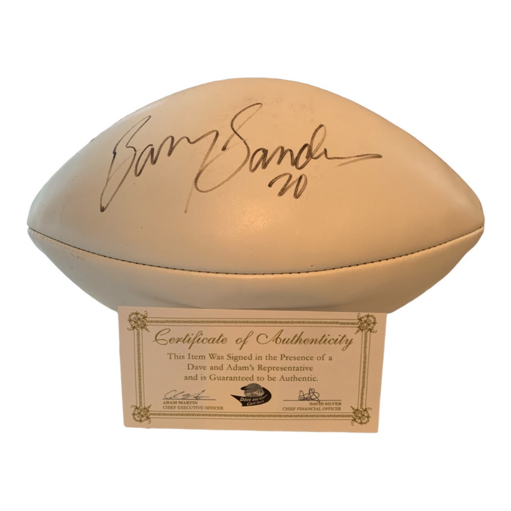 Barry Sanders Autographed Official NFL Football (Vintage Tagliabue Ball)  with 6 Inscriptions - Detroit City Sports