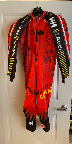 2019 ACA World Ski Championships Men's Used XL Giant Slalom Helly Hansen Ski Suit FIS Legal