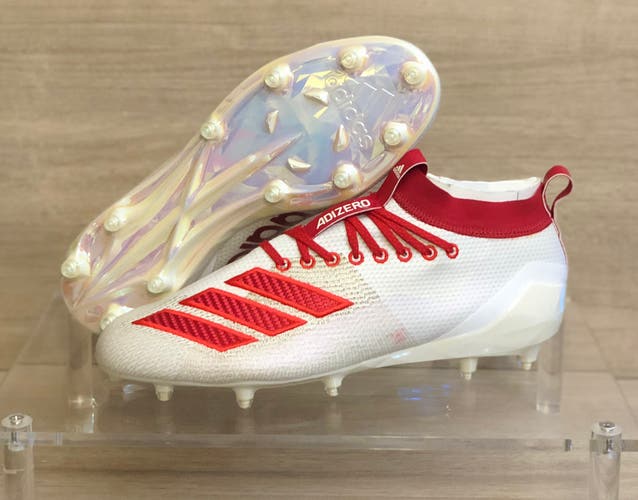 Adidas Adizero 8.0 SM Football Cleats White Red EG0840 Mens size 11 active pearl