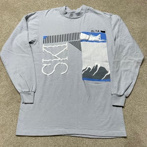 Ski Alta Utah T Shirt Men Small Adult Gray Long Sleeve Mountain Vintage 90s USA