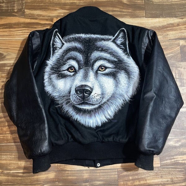 Back Wolf Detail Varsity Jacket