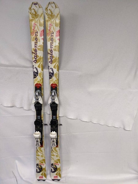 Salomon Topaz Women's Skis W/Salomon Bindings Size 158 Color White Condition | SidelineSwap