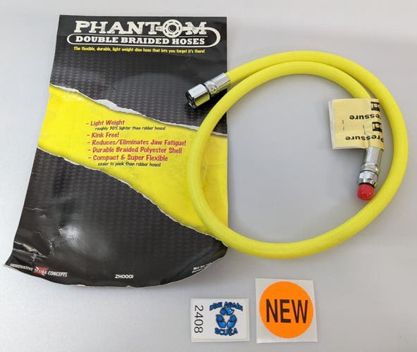 Phantom Double Braided Octo Octopus Scuba 32in Hose Dive Diving Yellow 2nd Stage