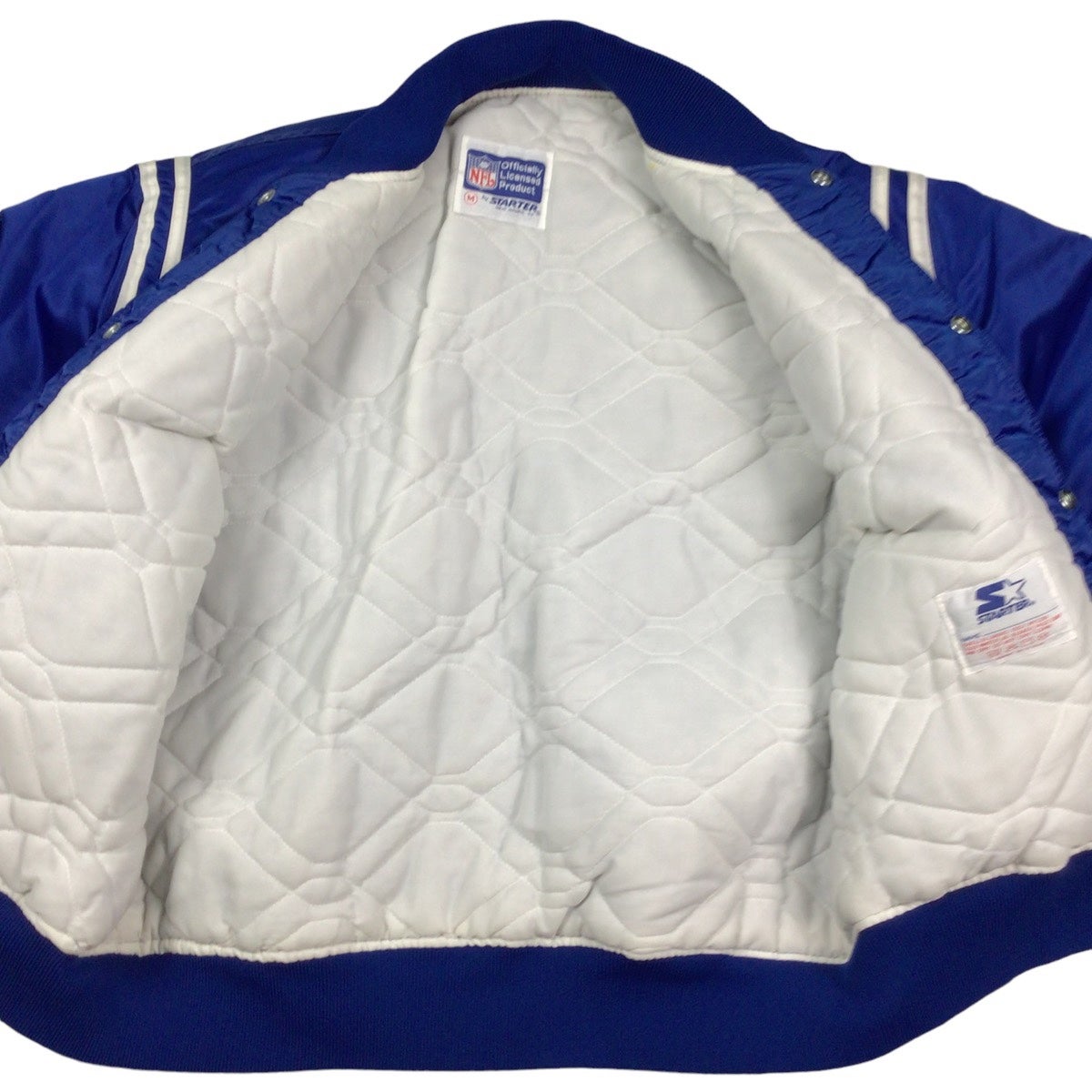 Satin Starter Throwback Indianapolis Colts White and Blue Jacket