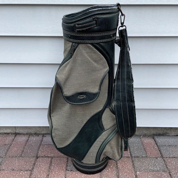 Vintage Rare Callaway Golf Cart 6 Way Golf Bag Green Leather Canvas