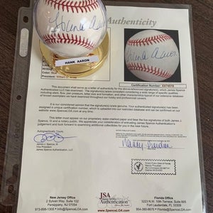 Hank Aaron Signed Rawlings Official Major League Baseball - JSA Certification