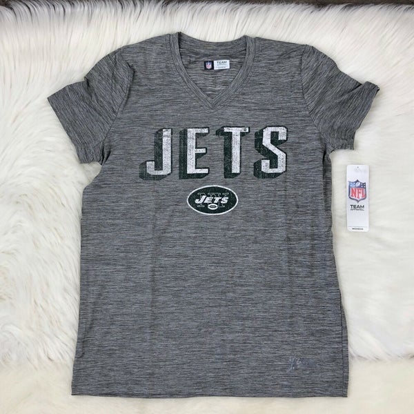 New York Jets NFL Tee V-Neck Performance Athletic Shirt, Gray, Women's S  NEW