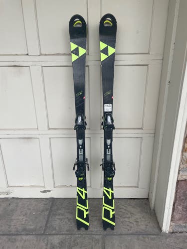 Used Men's 2020 Fischer 155 cm Racing RC4 World Cup SL Skis With Bindings Max Din 13