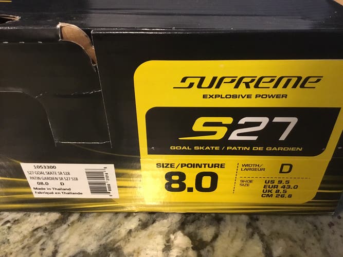 Bauer Supreme S27 Goal Skates size 8D