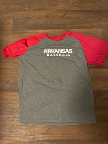 Gray Used Arkansas Baseball Large Easton Shirt