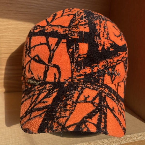 Cabelas Goretex Blaze Orange Camo Ear Flap Hunting Hat Thinsulate Hi Viz Small S