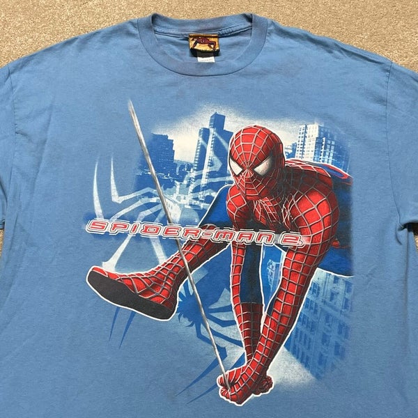 Spiderman 2 Movie T Shirt Men XL Adult Blue Marvel Comic Book