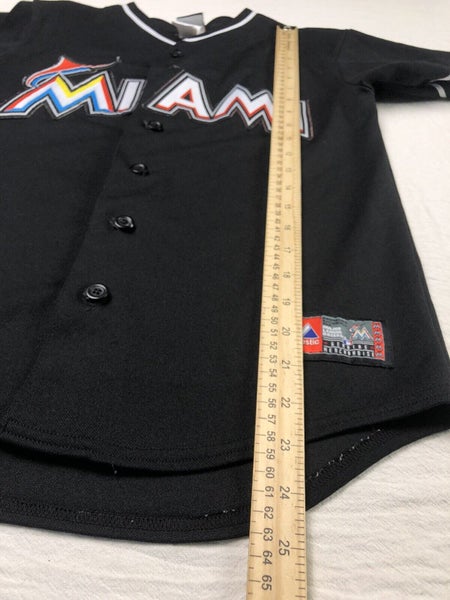 Majestic Florida Miami Marlins Black w/ Rainbow Logo Baseball Adult Shirt M  