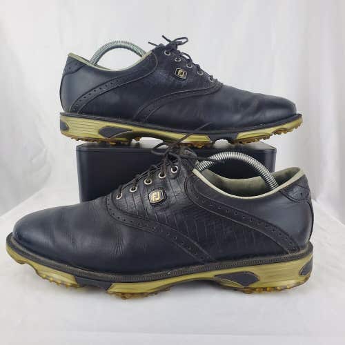 FootJoy DryJoys Tour Black Leather Golf Shoes 53676 Mens Size 10 M