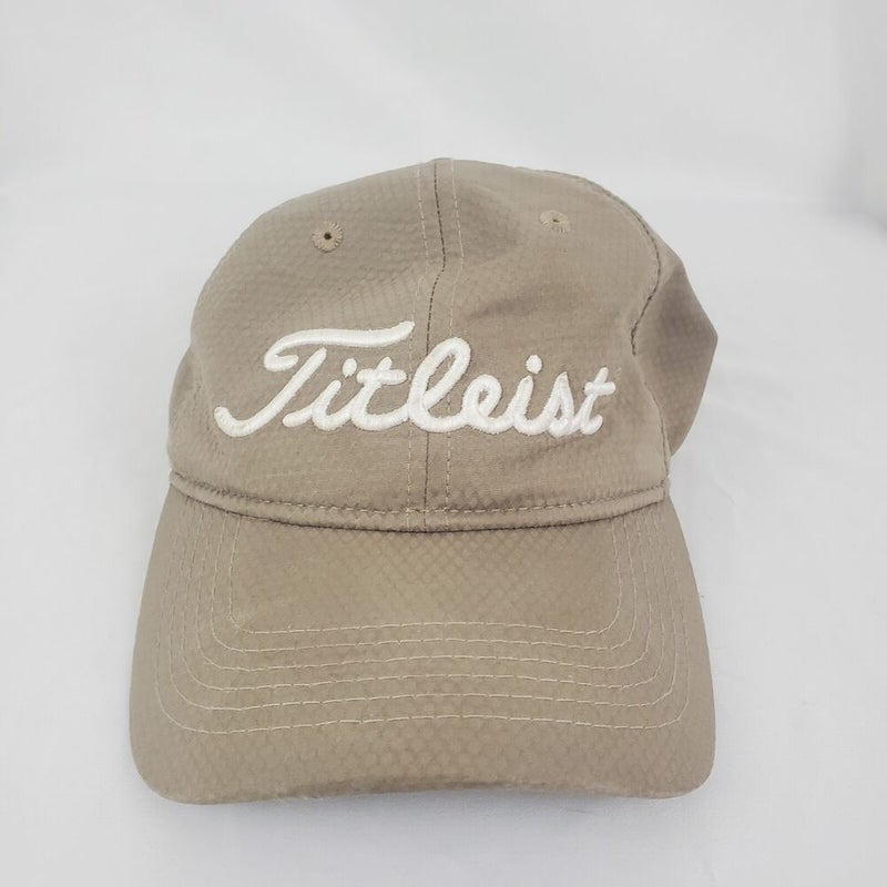 Titleist Tan & White Embroidered Hat Strapback Adjustable Adult Golf Cap