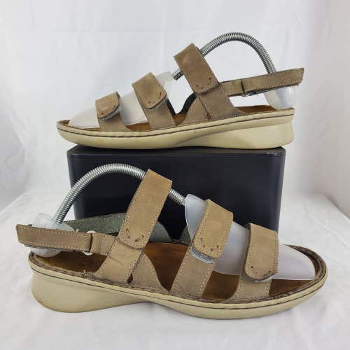 Naot Jive Brown Leather Strappy Hook and Loop Sandals Size 41 / Womens 10, 10.5