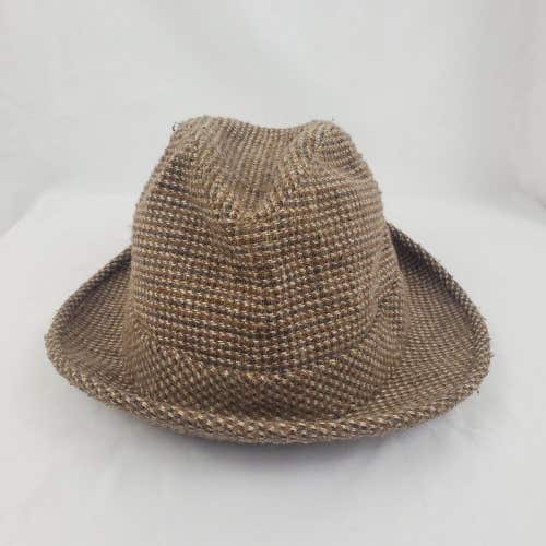 Vintage Dobbs Fifth Avenue New York Brown Tweed Wool Fedora Hat Size 7 1/4