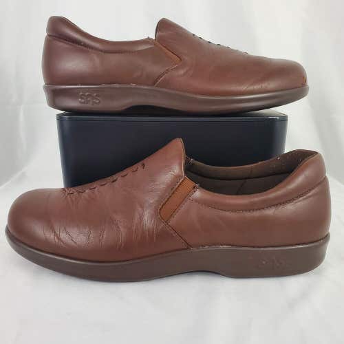SAS VIVA Women's Tripad Comfort Shoes Brown Leather Slip On Loafer Size 10 S