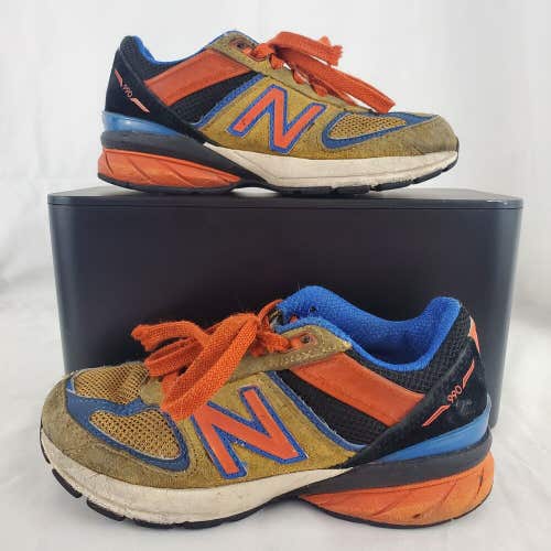 New Balance 990V5 Brown Orange Blue Boys Size 10.5 PC990WC5 Athletic Shoes