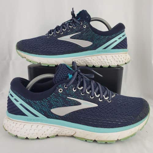 Brooks Womens Ghost 11 1202771B493 Blue White Running Shoes Lace Up Size 11 B