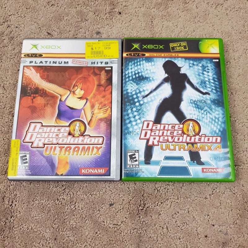 Dance Dance Revolution Ultramix 1 & 4 Video Game Bundle Microsoft Xbox Konami