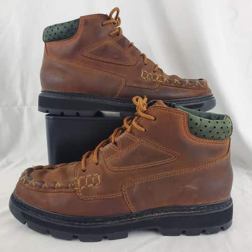 Reebok Mens BOKS Brown Leather Ankle Hiking Walking Boot Mock Toe Boot Size 7.5
