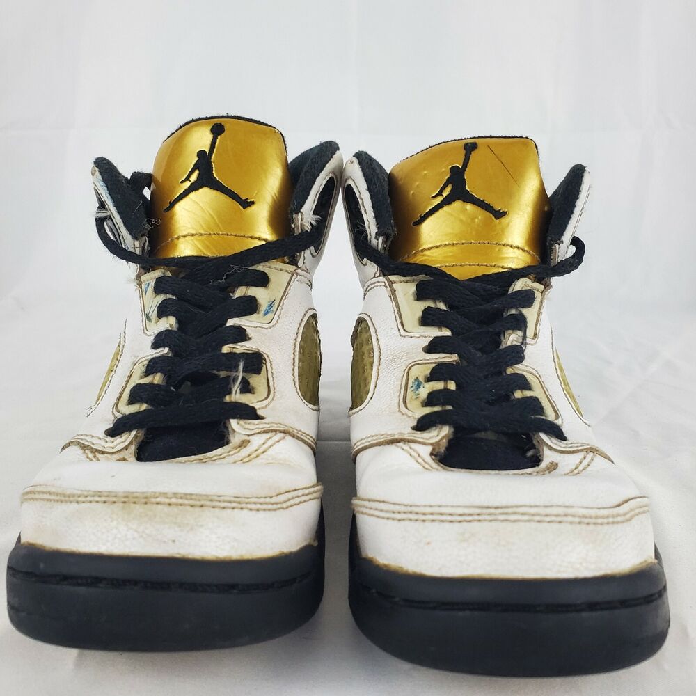 Nike Air Jordan 5 Retro Olympic Gold Coin BG White/Black/Gold Sz