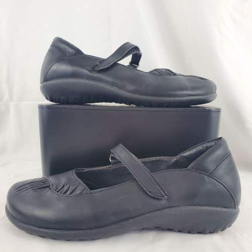 Naot Taramoa Black Leather Ruched Swirl Mary Jane Shoe Womens 37 US 6-6.5 Casual
