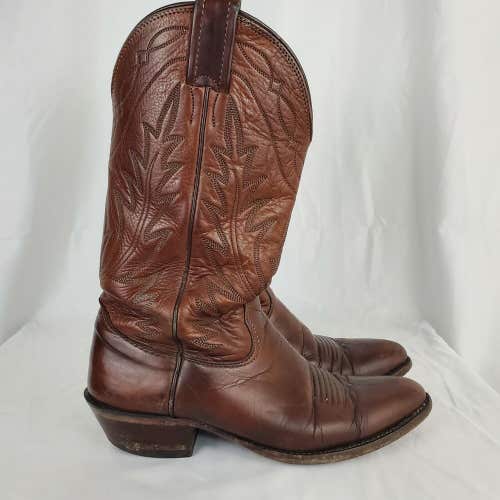 NOCONA Brown Leather Western Cowboy Boot Womens Size 6.5 B Made in USA Cats Paw